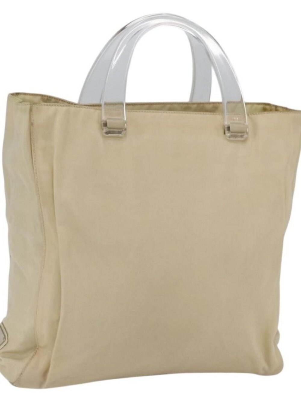 PRADA Hand Bag Nylon plastic Beige Clear Auth 173565